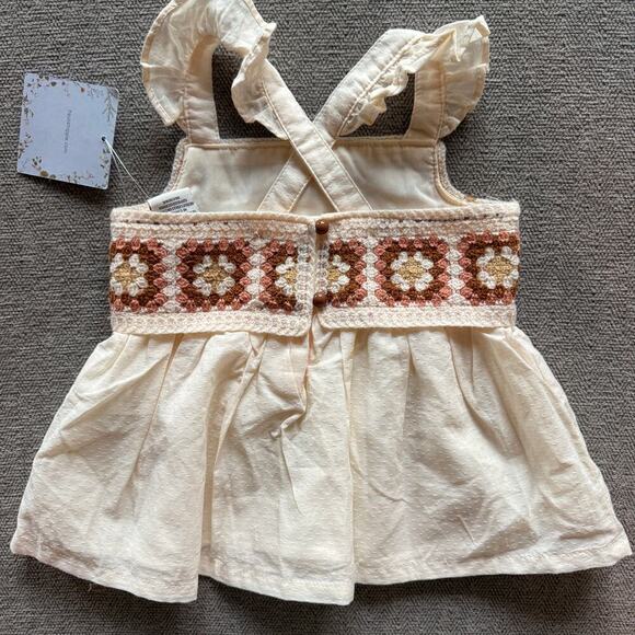 Haute Hippie Kids Crochet Ruffle Strap Dress Cream Size 18M Boho Chic Heirloom - Picture 2 of 5